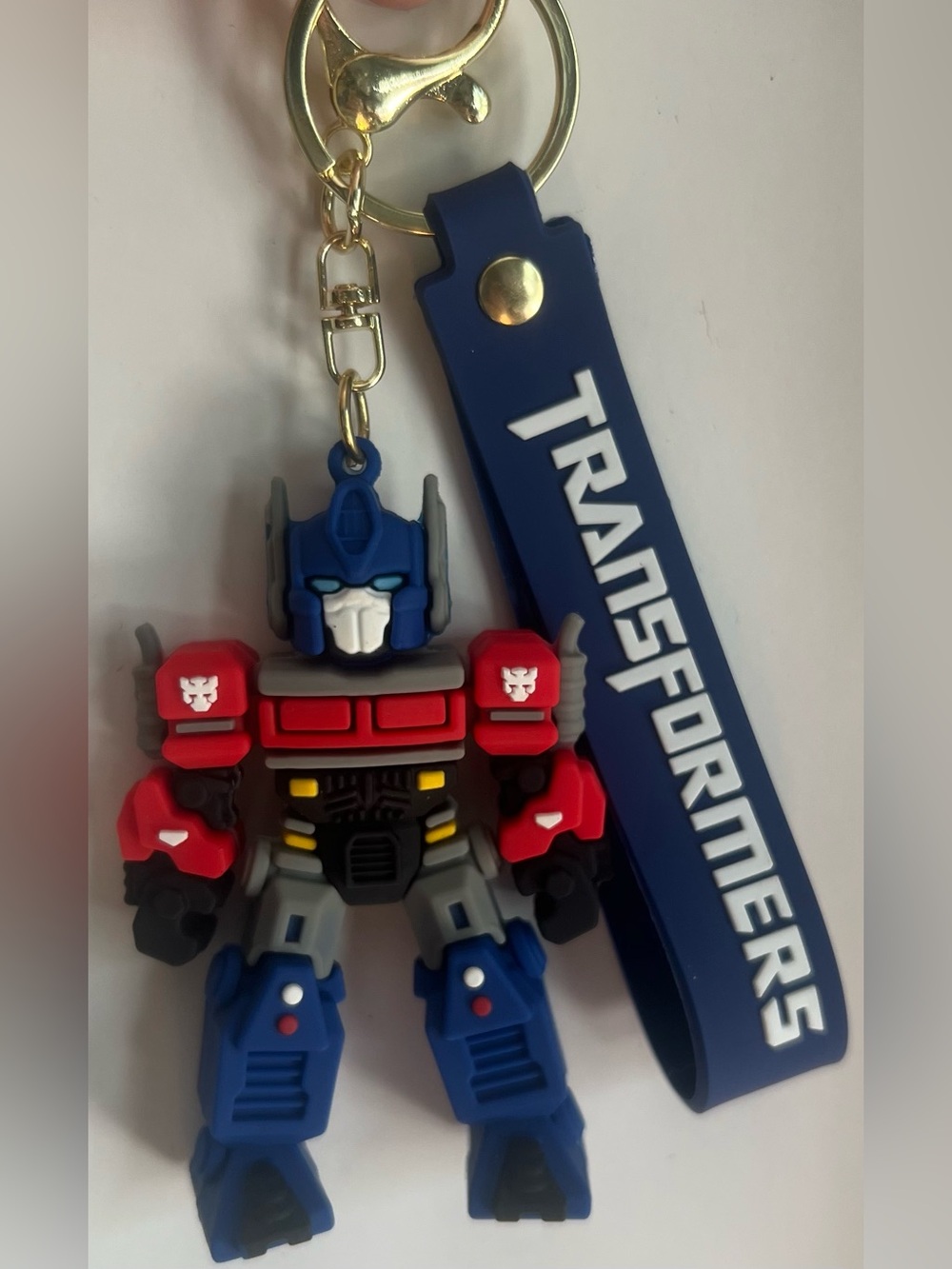 Blue & Red Robot Silicone Keychain